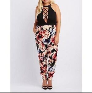 Charlotte Russe lace up Jumpsuit 2x